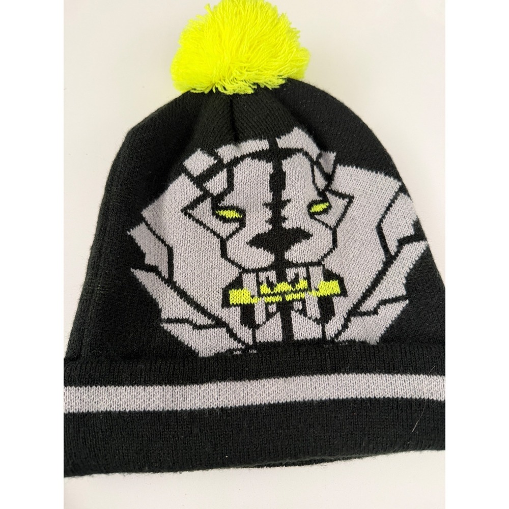Nike Youth NFL Oakland Raiders Beanie Knit Hat Black Grey Volt Yellow Pom Pom